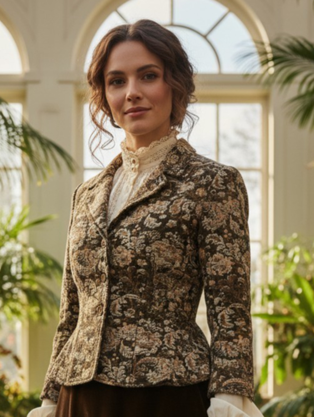 Vtg Moonlight Bay Tapestry Blazer Jacket Womens M Floral Cottagecore Victorian